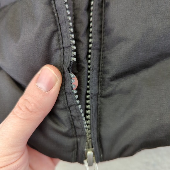 Eddie Bauer Black Down Fill Puffer Parka Coat Hooded Warm Winter Women XL REPAIR - Picture 4 of 10